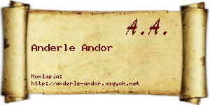 Anderle Andor névjegykártya